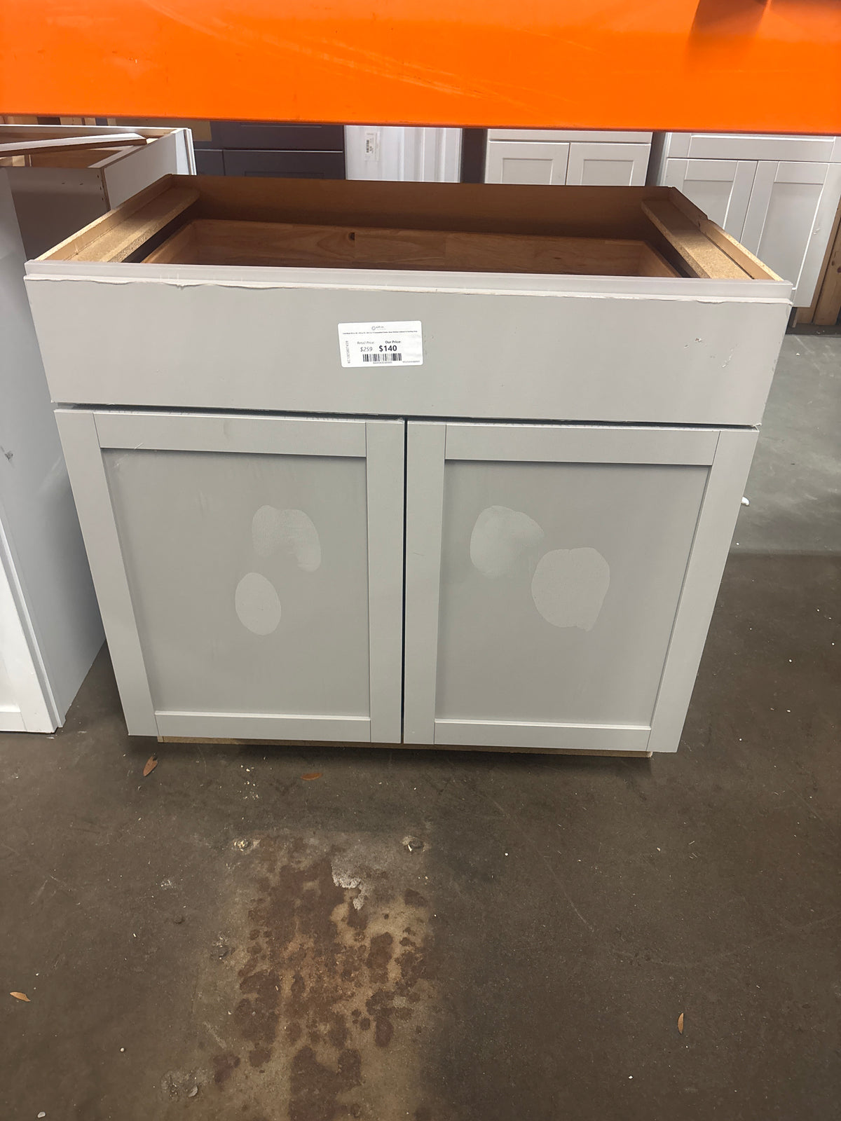 Courtland 36 in. W x 24 in. D x 34.5 in. H Assembled Shaker Base Kitchen Cabinet in Sterling Gray