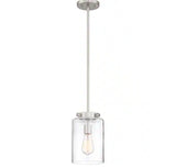 Mullins 6.75 in. 1-Light Brushed Nickel Mini Pendant with Clear Glass Shade