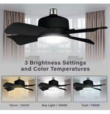 15.7 in. Indoor Matte Black Ceiling Fan with Remote, RGB CCT LED Light, Socket