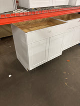 Shaker Satin White Stock Assembled Base Kitchen Cabinet with Ball-Bearing Drawer Glides (36 in. x 34.5 in. x 24 in.)