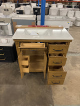 Bellington 36 in. W x 22 in. D x 34.5 in. H Bath Vanity in Almond Toffee with White Engineered Stone Top (Comes with 1 Free Toilet or Mirror Valued Up to $100)