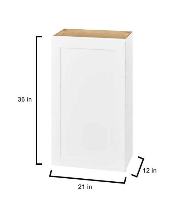 Avondale Shaker Alpine White Quick Assemble Plywood 21 in Wall Kitchen Cabinet (21 in W x 36 in H x 12 in D)