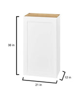 Avondale Shaker Alpine White Quick Assemble Plywood 21 in Wall Kitchen Cabinet (21 in W x 36 in H x 12 in D)