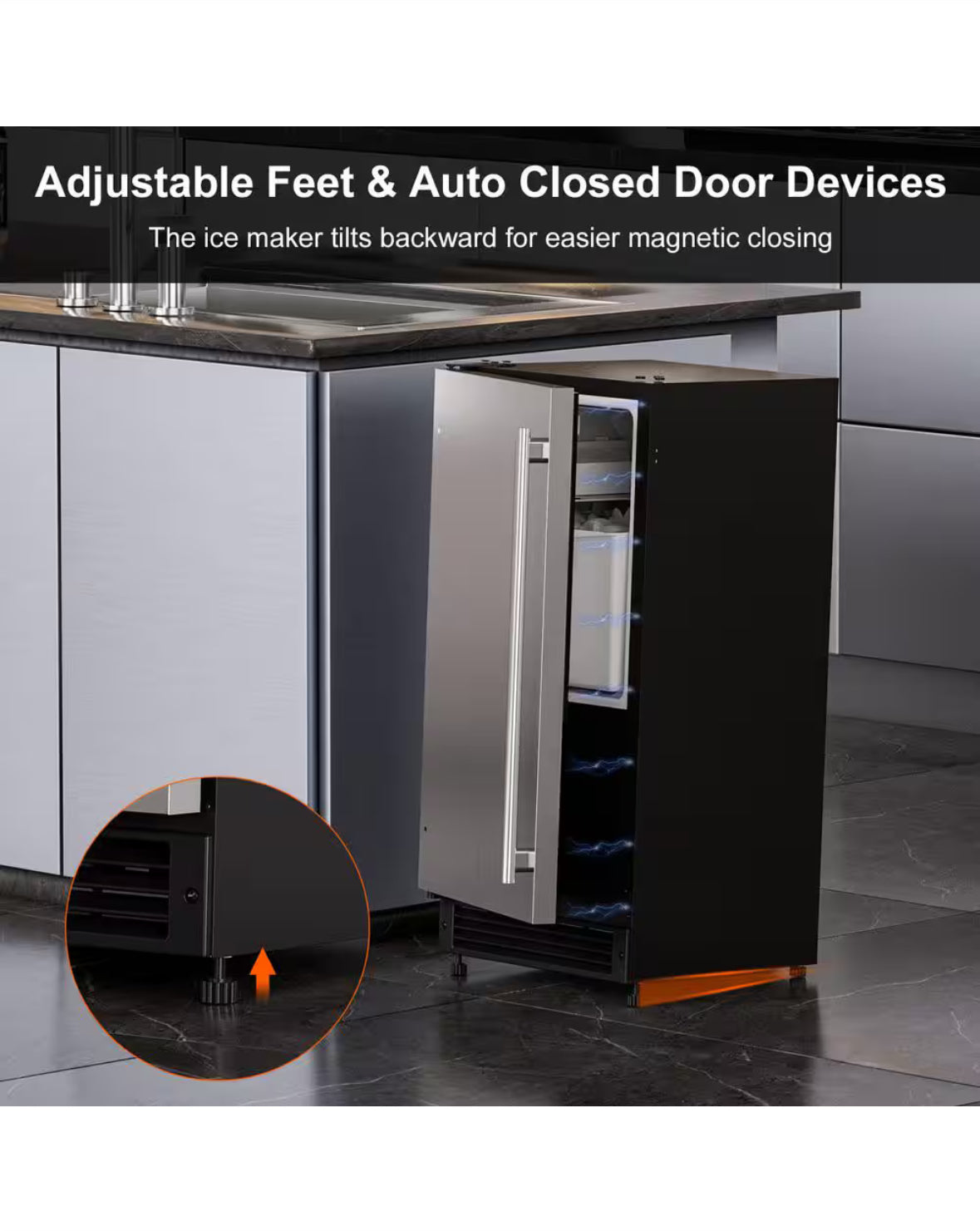 15 in. 22 lb. Built-In Ice Maker in Stainless Steel with Reversible Door, Crescent Ice