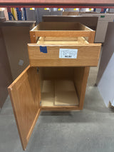 Hampton Medium Oak Raised Panel Stock Assembled Base Kitchen Cabinet with Drawer Glides (18 in. x 34.5 in. x 24 in.)