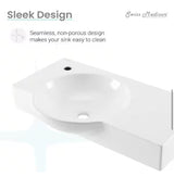Chateau 29.31 in. Left Side Faucet Wall-Mount Ceramic Rectangular Bathroom Vessel Sink in Glossy White