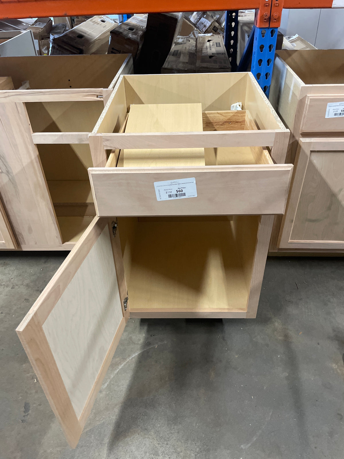 21 in. W x 24 in. D x 34.5 in. H Assembled Base Kitchen Cabinet in Unfinished with Recessed Panel