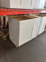 Shaker Satin White Stock Assembled Base Kitchen Cabinet with Ball-Bearing Drawer Glides (24 in. x 34.5 in. x 24 in.)