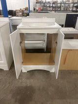 Everdean 25 in. W x 19 in. D x 34 in. H Single Sink Freestanding Bath Vanity in White with White Cultured Marble Top