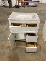 Clady 31 in. W x 19 in. D x 35 in. H Single Sink Freestanding Bath Vanity in White with Silver Ash Cultured Marble Top