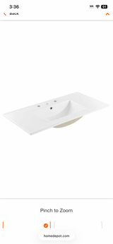 Cayman 36 in. Bathroom Sink in White