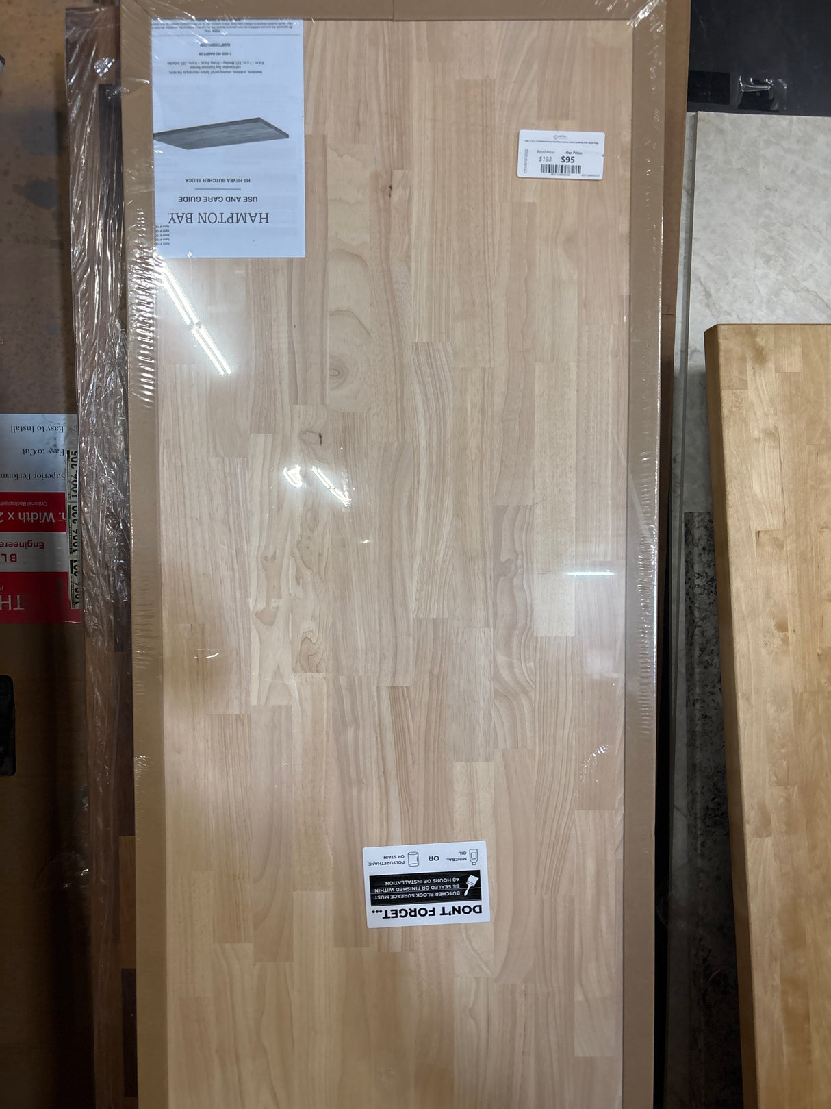 6 ft. L x 25 in. D Unfinished Hevea Solid Wood Butcher Block Countertop With Square Edge
