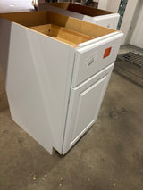 Hampton 18 in. W x 24 in. D x 34.5 in. H Assembled Base Kitchen Cabinet in Satin White with Drawer Glides