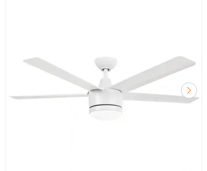 Merwry 52 in. Intergrated LED Matte White Ceiling Fan With Light And Remote Control