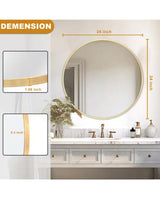 24 in. W x 24 in. H Gold Vanity Round Wall Mirror Aluminum Alloy Frame Bathroom Mirror