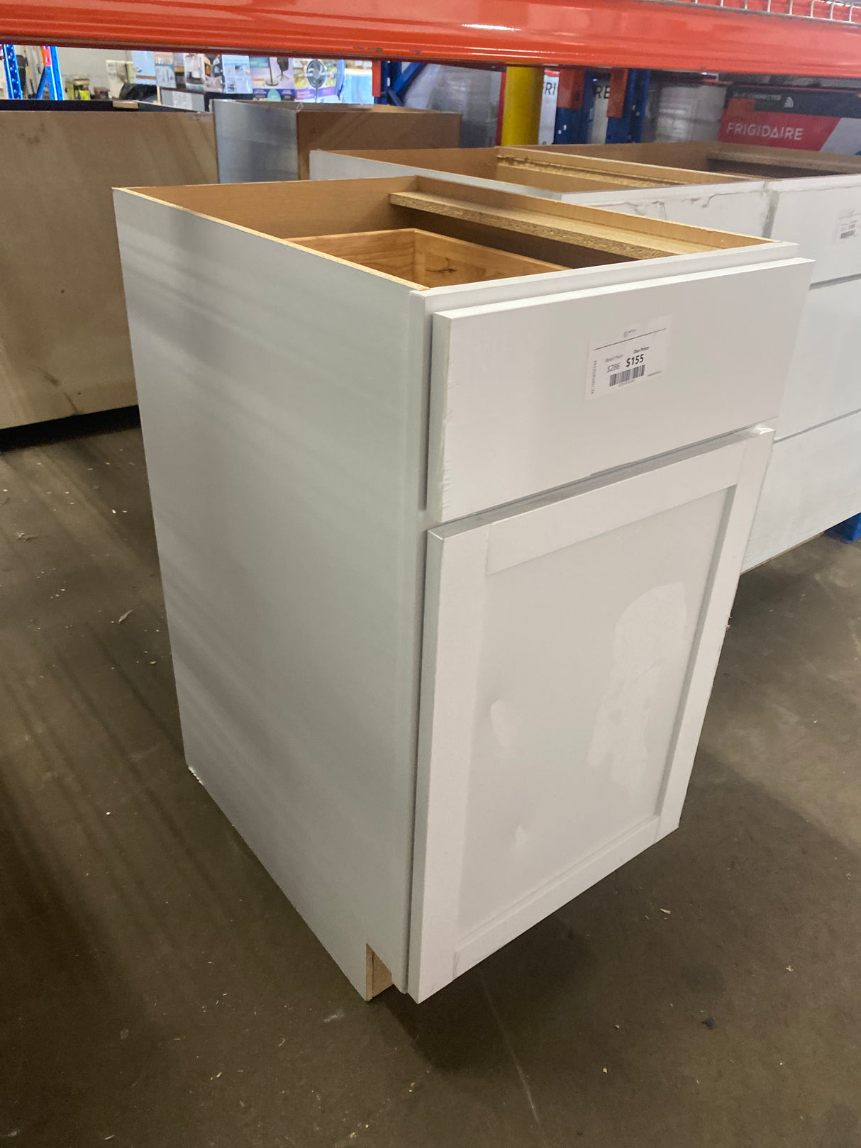 Courtland Polar White Finish Laminate Shaker Stock Assembled Waste Bin Base Kitchen Cabinet 18 in. x 34.5 in. x 24 in.