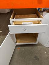 Hampton 24 in. W x 24 in. D x 34.5 in. H Assembled Base Kitchen Cabinet in Satin White with Drawer Glides