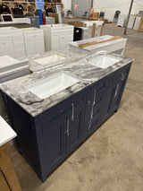 Beaufort 60 in. W x 19 in. D x 34.50 in. H Bath Vanity in Midnight Blue with Epoxied White Cultured Marble Top