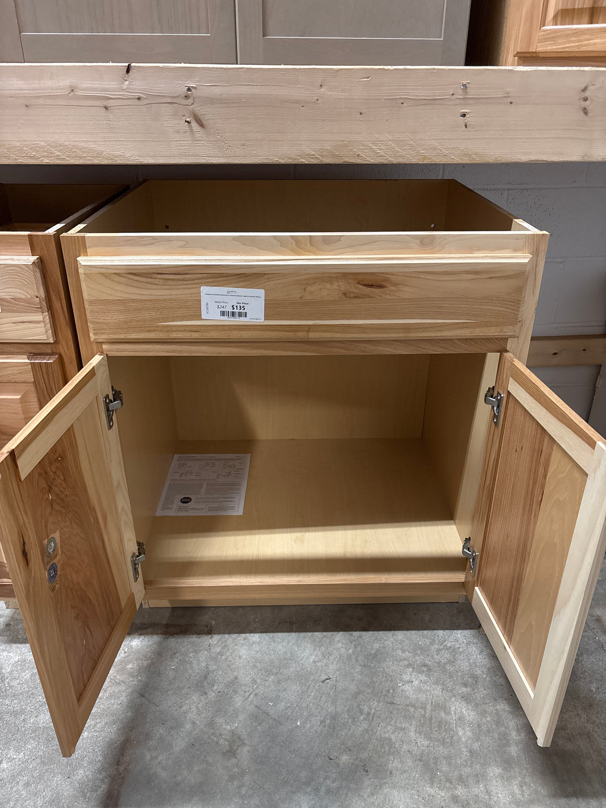 Hampton Assembled 30x34.5x24 in. Sink Base Kitchen Cabinet in Natural Hickory
