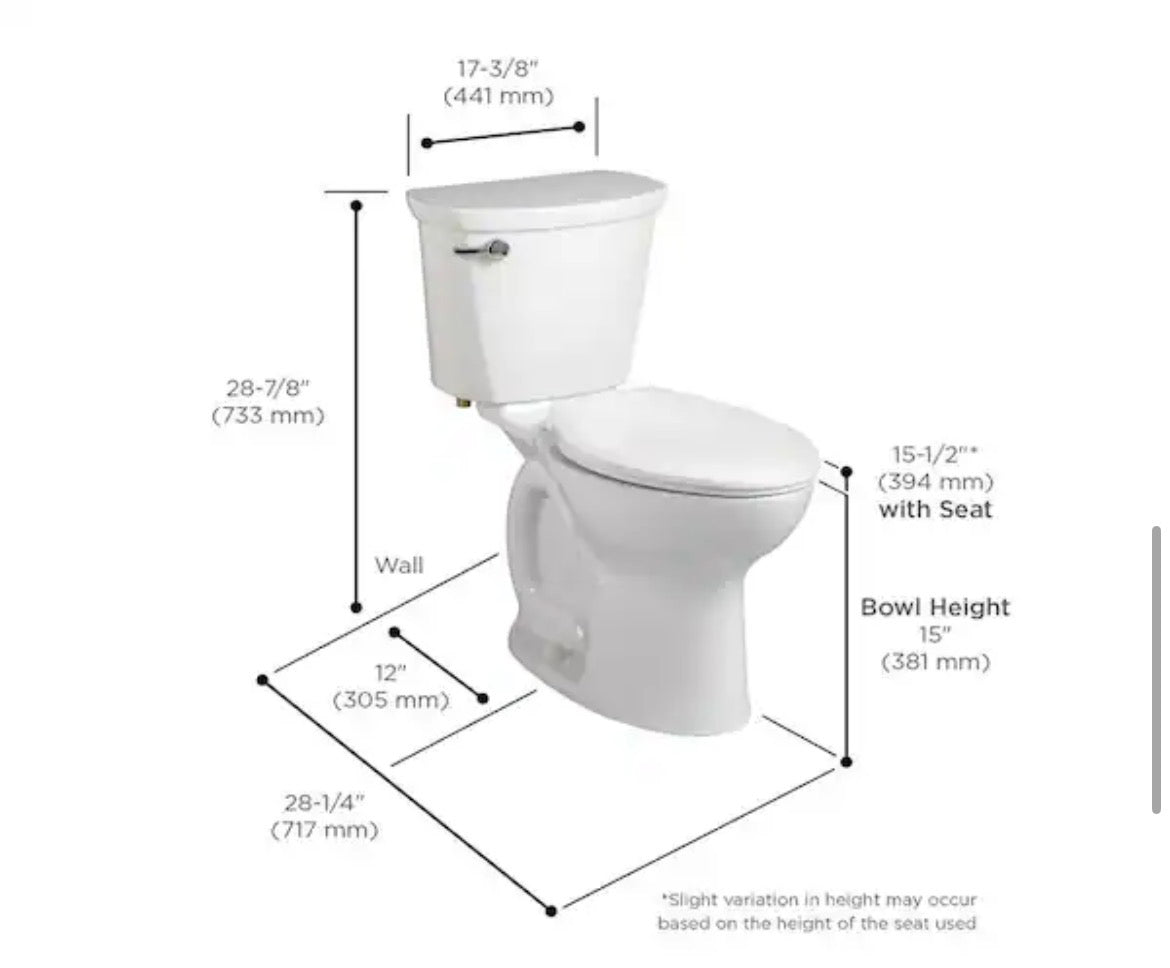 Cadet PRO 2-Piece 1.6 GPF Single Flush Round Toilet with 12 in. Rough-in in White toilet seat