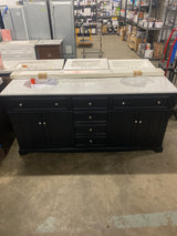 Fremont 72 in. Double Sink Black Bath Vanity with White Engineered Marble Top (Assembled)