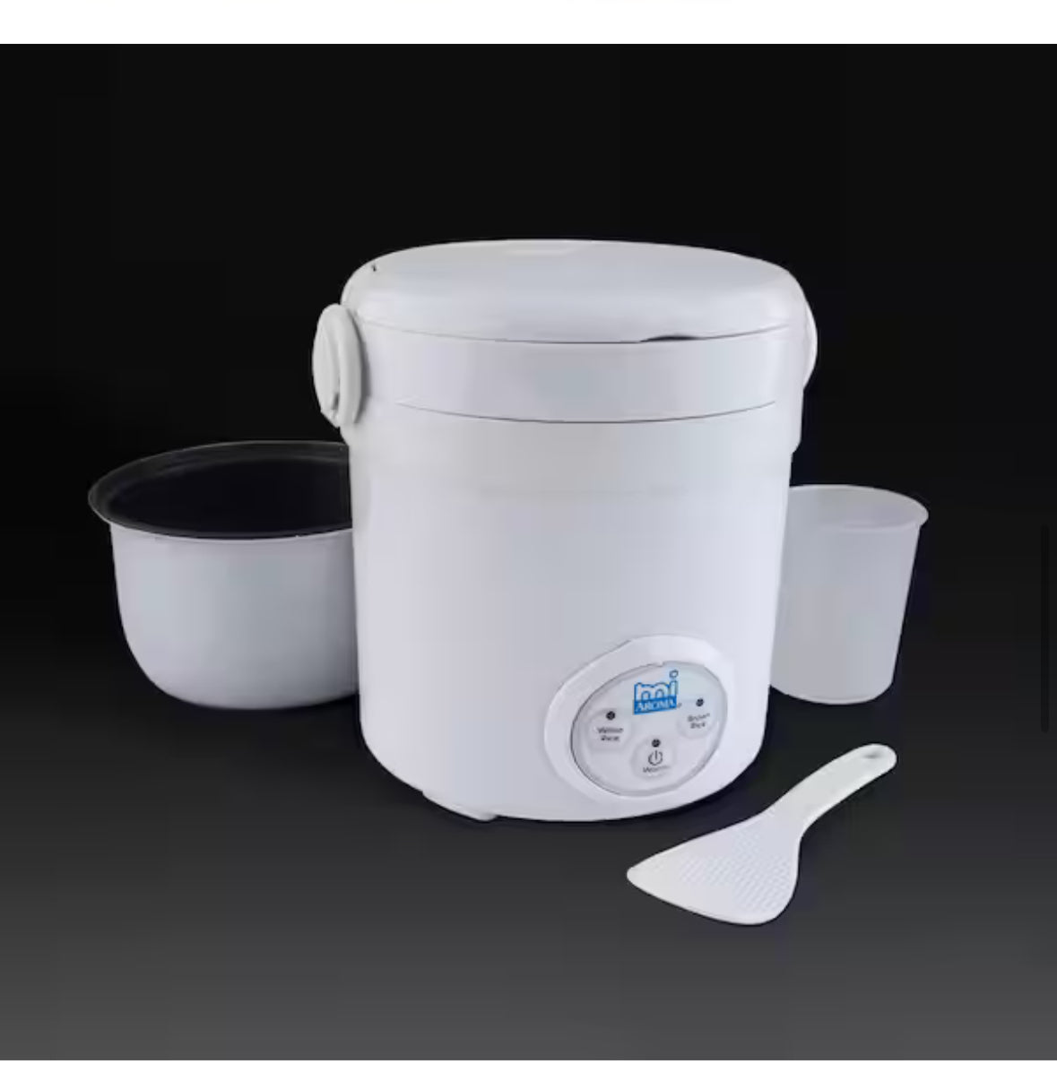 3-Cup White Mini Rice Cooker with Non-Stick Cooking Pot