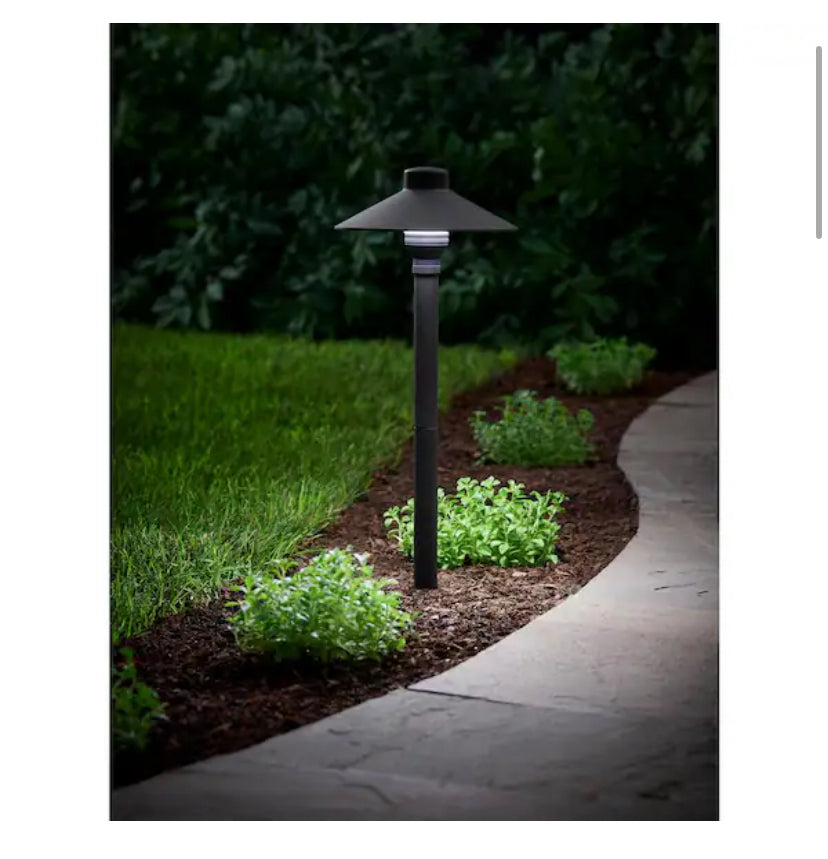 Vernon Park 120 Lumen Low Voltage Black Integrated LED Aluminum Outdoor Path Light Powered by Hubspace (1-Pack)
