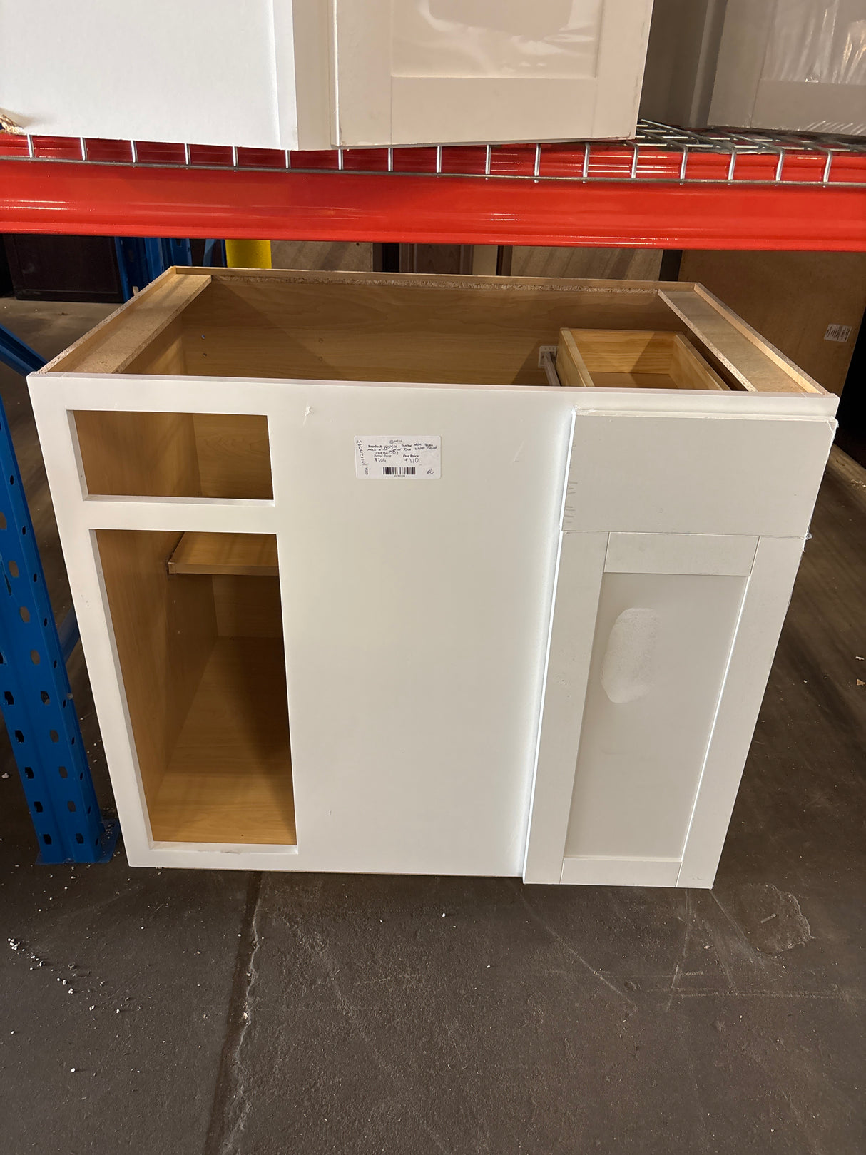 Westfield Feather White Shaker Stock Blind Corner Base Kitchen Cabinet (36 in. W x 23.75 in. D)