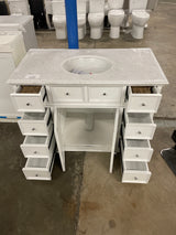 Hampton Harbor 44 in. W x 22 in. D Bath Vanity in White with Natural Marble Vanity Top in White
