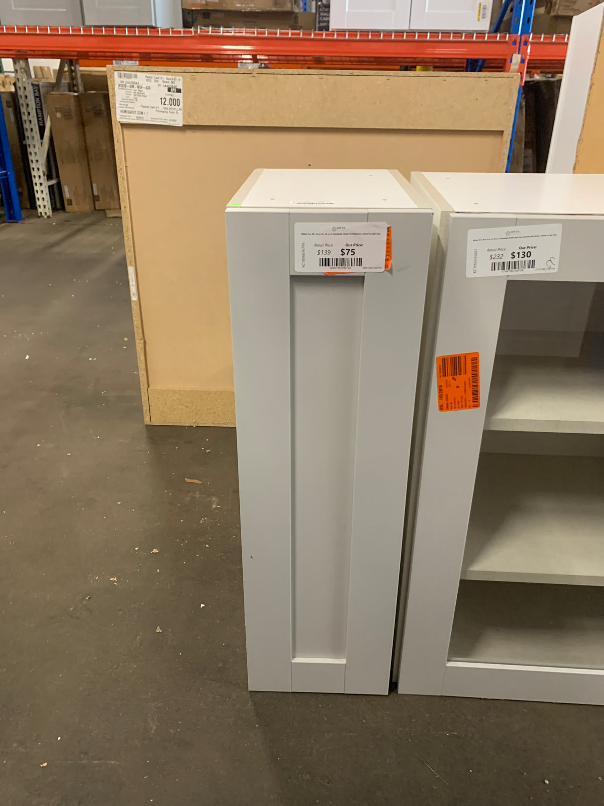 Milton 9 in. W x 14 in. D x 30 in. H Assembled Shaker Wall Kitchen Cabinet in Light Gray