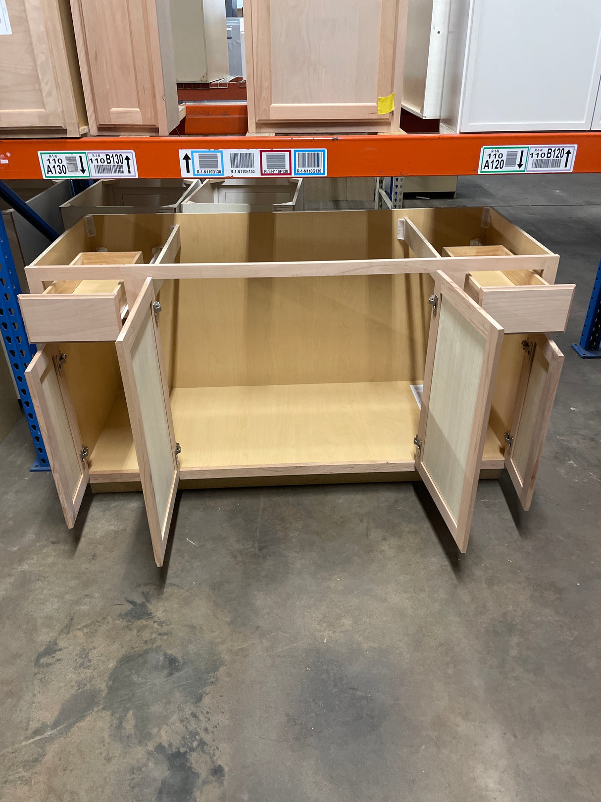 Recessed Panel 60 in. W x 24 in. D x 34.5 in. H Assembled Sink Base Cabinet in Unfinished