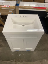 Everdean 25 in. W x 19 in. D x 34 in. H Single Sink Freestanding Bath Vanity in White with White Cultured Marble Top