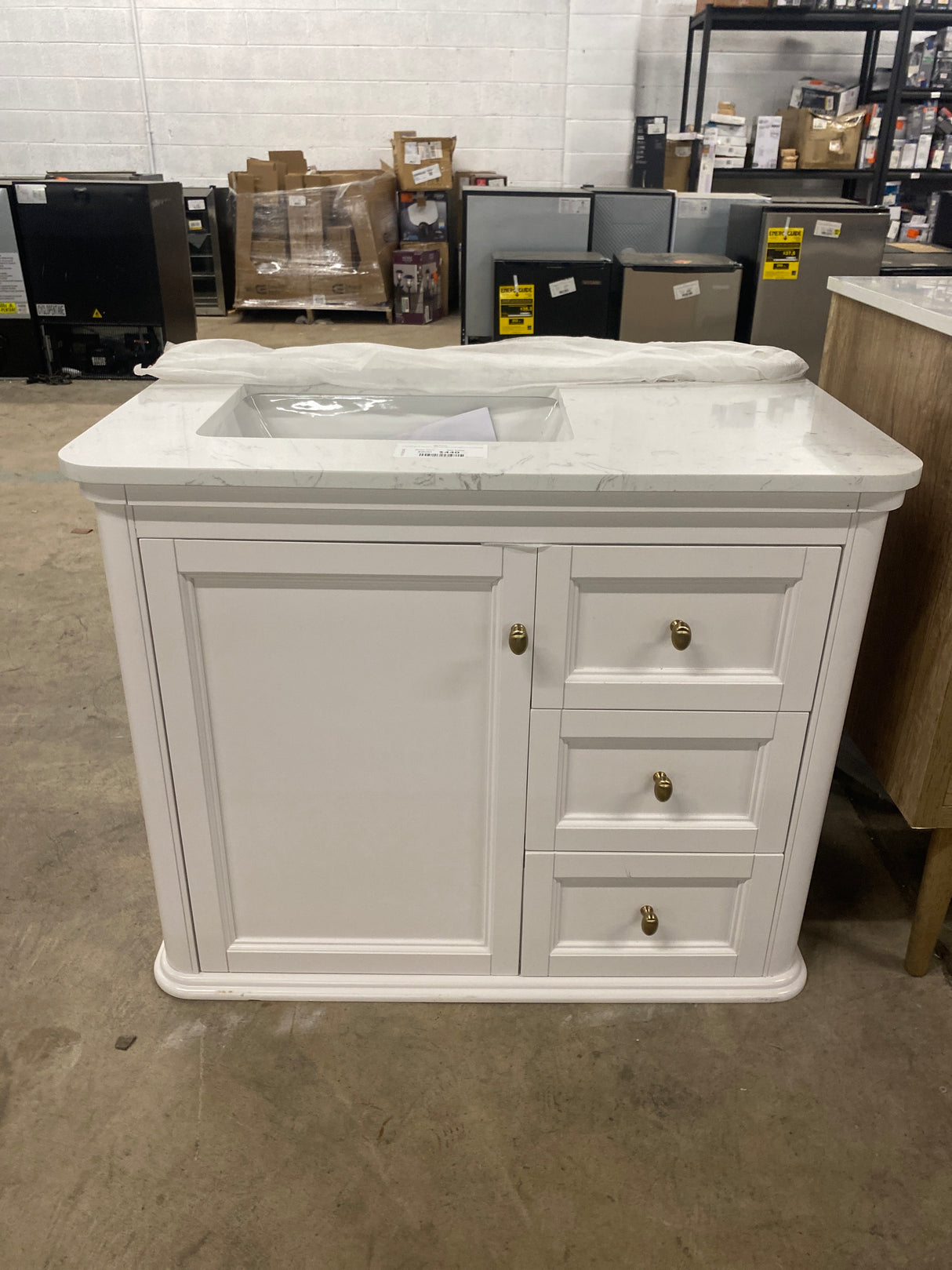 Cliveden 36 in. Single Sink Freestanding Cameo White Bath Vanity with Volakas Engineered Stone Top (Assembled)