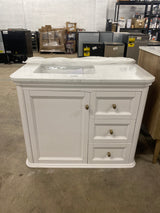 Cliveden 36 in. Single Sink Freestanding Cameo White Bath Vanity with Volakas Engineered Stone Top (Assembled)