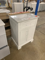 Doveton 24 in. W x 19 in. D x 34 in. H Single Sink Bath Vanity in White with White Engineered Marble Top