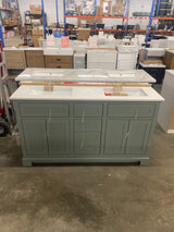 Doveton 60 in. Double Sink Sage Green Bath Vanity with White Engineered Stone Top (Assembled)