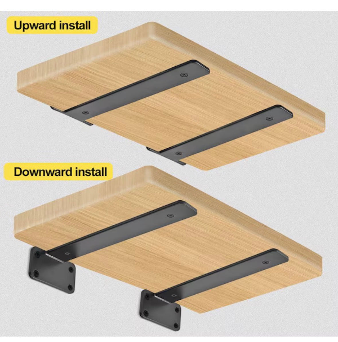 12-Pack 6 in. Black Hidden L Shelf Bracket, 1/5 in. Thicked Iron Floating Shelf Brackets, Industrial Metal Brackets