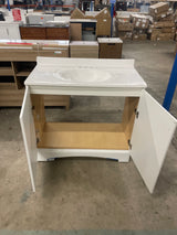 Glacier Bay 37 in. W x 19 in. D x 35 in. H Single Sink Freestanding Bath Vanity in White with White Cultured Marble Top