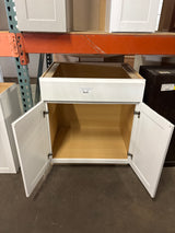 Westfield Feather White Shaker Stock Sink Base Kitchen Cabinet (30 in. W x 23.75 in. D x 35 in. H)