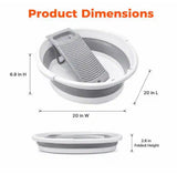 20 in. D x 20 in. W Freestanding Large Laundry Collapsible Washboard Basin with Scrubber for Hand Washing Clothes, Grey