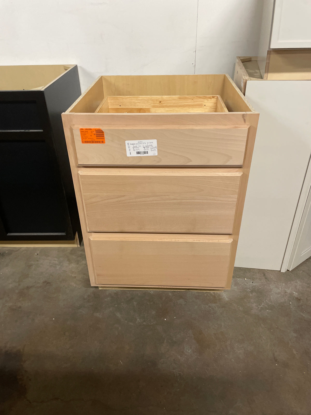 24 in. W x 24 in. D x 34.5 in. H Assembled Drawer Base Kitchen Cabinet in Unfinished with Recessed Panel