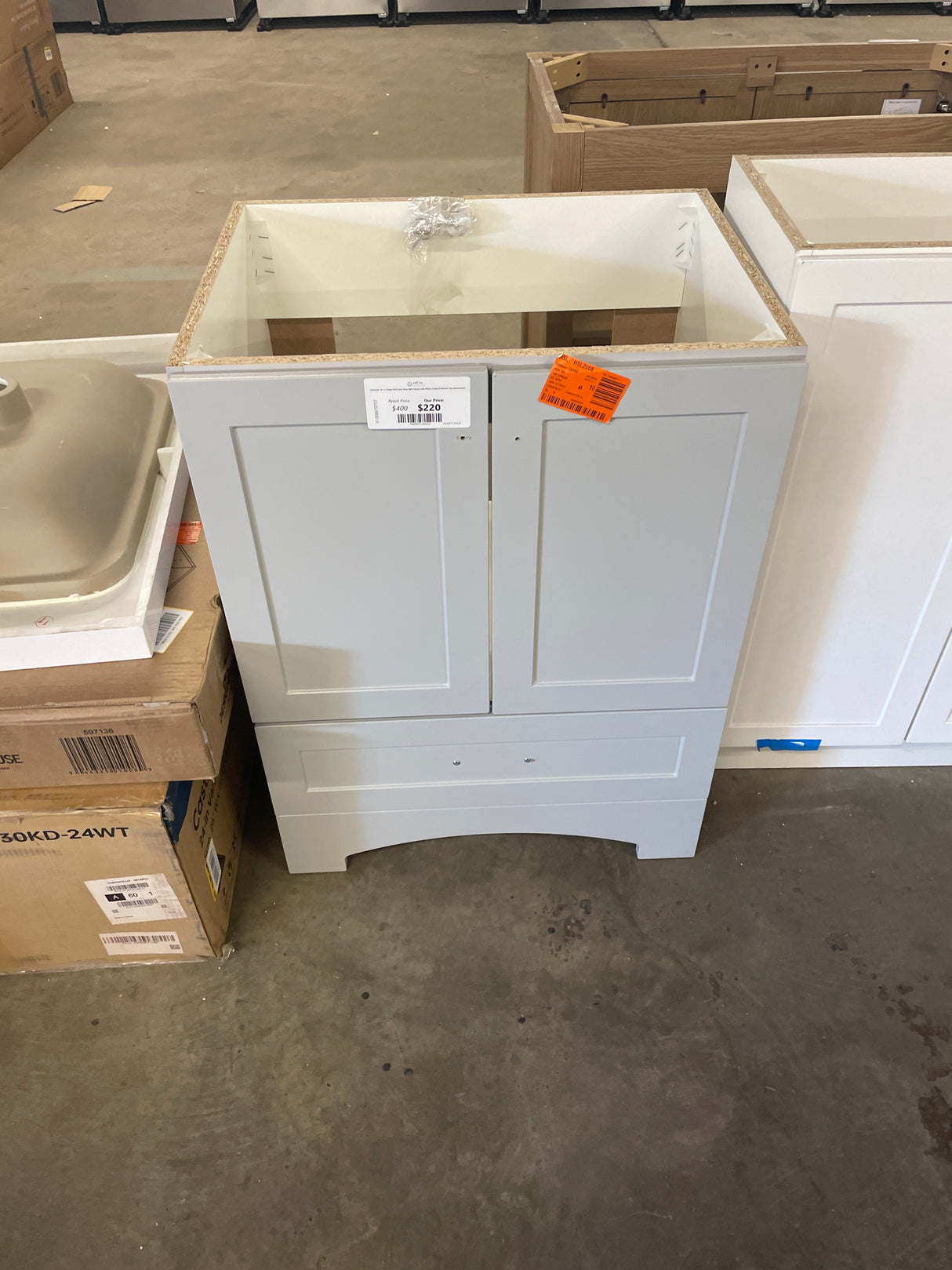 Lancaster 25 in. Single Sink Pearl Gray Bath Vanity without Top (Assembled)