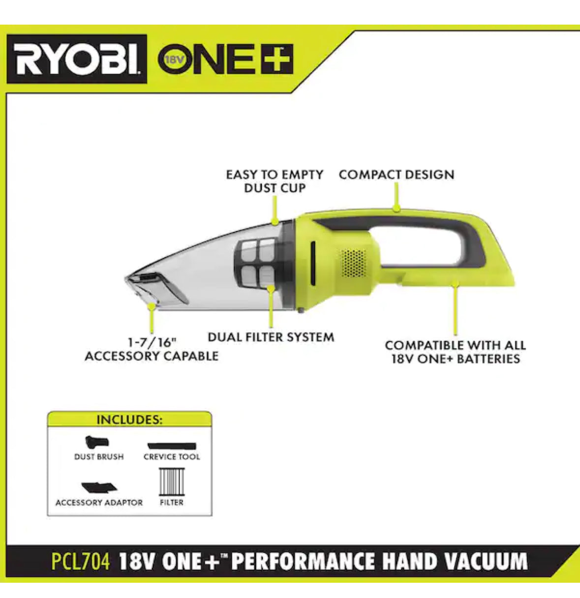 ONE+ 18V Cordless Performance Hand Vacuum (Tool only)
