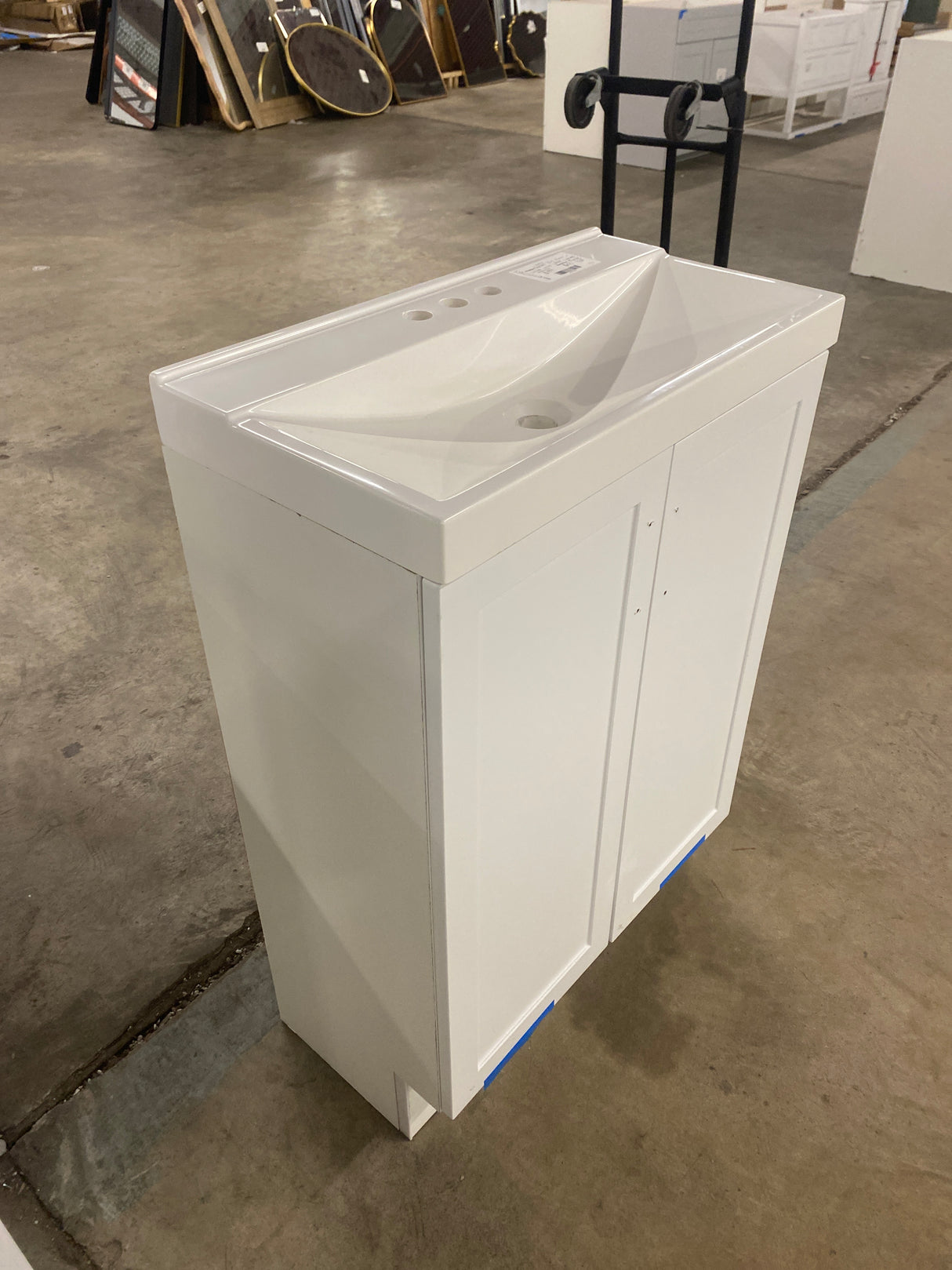 Penlee 25 in. Single Sink White Bath Vanity with White Cultured Marble Top (Assembled)
