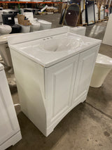 31 in. W x 19 in. D x 35 in. H Single Sink Freestanding Bath Vanity in White with White Cultured Marble Top