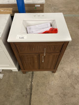 Riley 24 in. Single Sink Freestanding Spiced Walnut Bath Vanity with White Engineered Stone Top (Assembled)