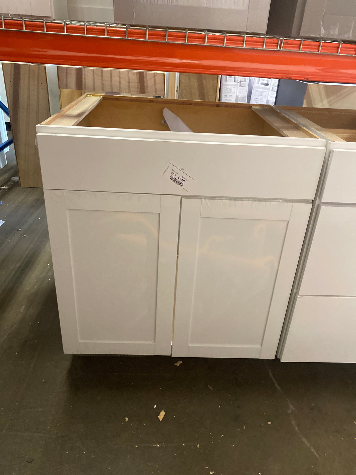 Westfield Feather White Shaker Stock Sink Base Kitchen Cabinet (30 in. W x 23.75 in. D x 35 in. H)