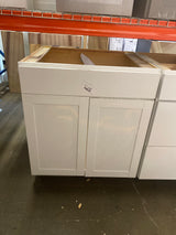 Westfield Feather White Shaker Stock Sink Base Kitchen Cabinet (30 in. W x 23.75 in. D x 35 in. H)