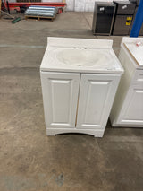 Everdean 25 in. W x 19 in. D x 34 in. H Single Sink Freestanding Bath Vanity in White with White Cultured Marble Top