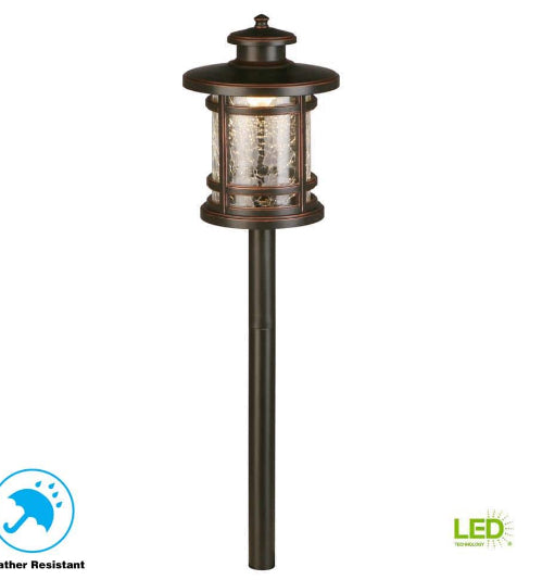 Birmingham Low Voltage Oil Rubbed Bronze Integrated LED Outdoor Landscape Path Light with Crackled Shade (1-Pack)